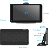Podofo 7" Hordozható Autórádió Bluetooth-szal - Vezeték Nélküli CarPlay & Android Támogatás, Műszerfalra vagy Szélvédőre Szerelhető, Univerz 8