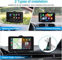 Podofo 7" Hordozható Autórádió Bluetooth-szal - Vezeték Nélküli CarPlay & Android Támogatás, Műszerfalra vagy Szélvédőre Szerelhető, Univerz 3