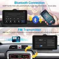 Podofo 7" Hordozható Autórádió Bluetooth-szal - Vezeték Nélküli CarPlay & Android Támogatás, Műszerfalra vagy Szélvédőre Szerelhető, Univerz 4