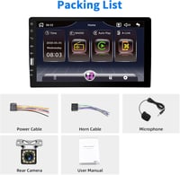Podofo 9" 1 DIN Autórádió Apple CarPlay és Android támogatással, Bluetooth, FM/AM, Tolatókamera, Kormányvezérlés, Mirror Link, USB csatlakoz 7