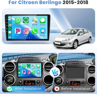 Podofo 9" Autórádió Citroen Berlingo 2015-2018 - 2GB+64GB Android Rendszer, Vezeték Nélküli CarPlay, Bluetooth, GPS, WiFi, Tolatókamera 2