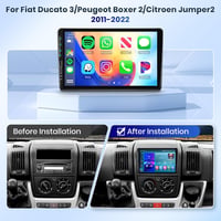 Podofo 9" Autórádió Fiat Ducato 3/Peugeot Boxer 2/Citroen Jumper 2 (2011-2022) - 2G+64G Vezeték Nélküli CarPlay, Android, Bluetooth, GPS, Wi 2