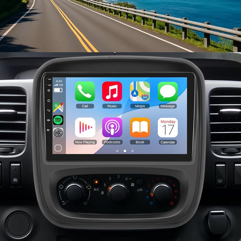 Podofo 9" Autórádió Opel Vivaro B/Renault Trafic/FIAT Talento/Nissan NV300 - Vezeték nélküli CarPlay és Android Auto, 2GB+64GB, GPS, Bluetoo