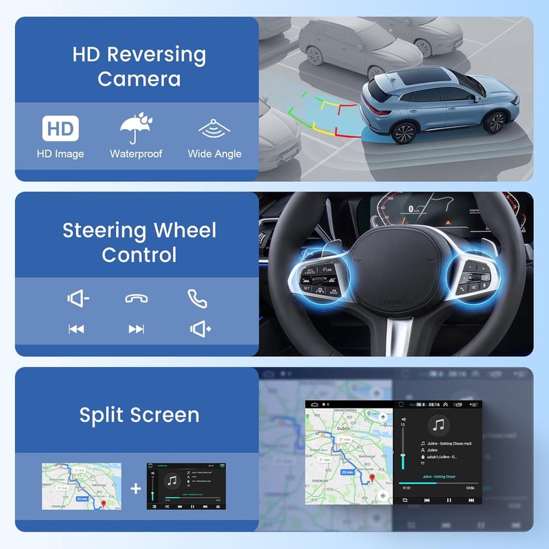 Podofo 9" Érintőképernyős DAB+ Autórádió Peugeot 308/408 (2007-2015) - 2G+64G Vezeték Nélküli CarPlay, Android, GPS, WiFi, Kormányvezérlés, 