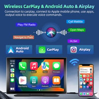 podofo 9" Hordozható Autórádió IPS Érintőképernyővel - Vezeték Nélküli CarPlay, Android Kompatibilis, Bluetooth, FM Adó, 7-32V Tápellátás 2