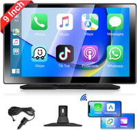 podofo 9" Hordozható Autórádió IPS Érintőképernyővel - Vezeték Nélküli CarPlay, Android Kompatibilis, Bluetooth, FM Adó, 7-32V Tápellátás 1