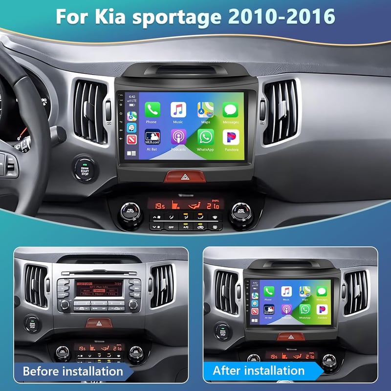 Podofo Android 13 Autórádió Kia Sportage 2010-2016 Apple CarPlay GPS WiFi