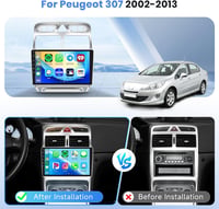 Podofo Android Autórádió Peugeot 307 (2002-2013) - 9" Érintőképernyős GPS Navigáció, 2G+64G, WiFi, Bluetooth, CarPlay, HiFi Hangrendszer 2