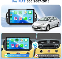 Podofo Carplay Autórádió Fiat 500 2007-2015 9" Érintőképernyő 2G+64G Bluetooth GPS WiFi 2