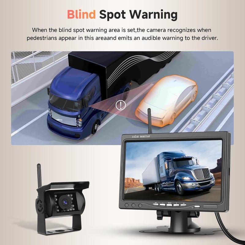 Podofo Vezeték nélküli Tolatókamera szett 1080P HD monitorral, IP68 vízálló, éjjellátó