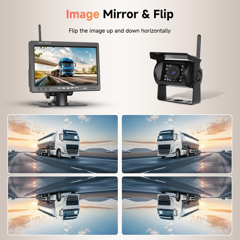 Podofo Vezeték nélküli Tolatókamera szett 1080P HD monitorral, IP68 vízálló, éjjellátó