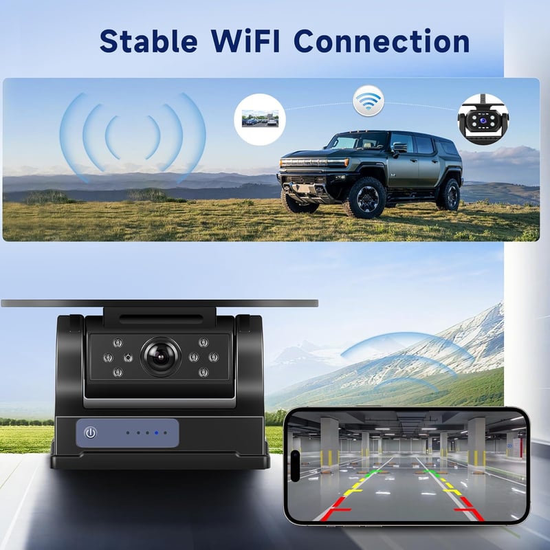 Podofo Vezeték Nélküli Tolatókamera WiFi 720P Napelemes Mágneses Talppal
