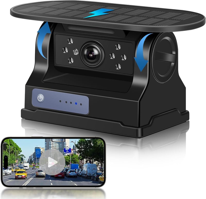 Podofo Vezeték Nélküli Tolatókamera WiFi 720P Napelemes Mágneses Talppal