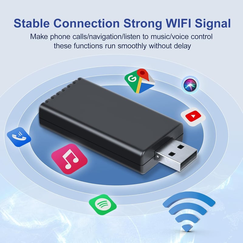 Podofo Wireless CarPlay Adapter iPhone-hez, 5.8GHz WiFi, Plug & Play