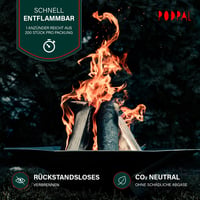 PODPAL Așchii de aprindere pentru toamnă, 200 buc. - 100% lână de lemn și ceară, ecologice, inodore, ideale pentru șemineu, cuptor, grătar și foc de tabără 5