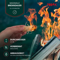 PODPAL Așchii de aprindere pentru toamnă, 200 buc. - 100% lână de lemn și ceară, ecologice, inodore, ideale pentru șemineu, cuptor, grătar și foc de tabără 2
