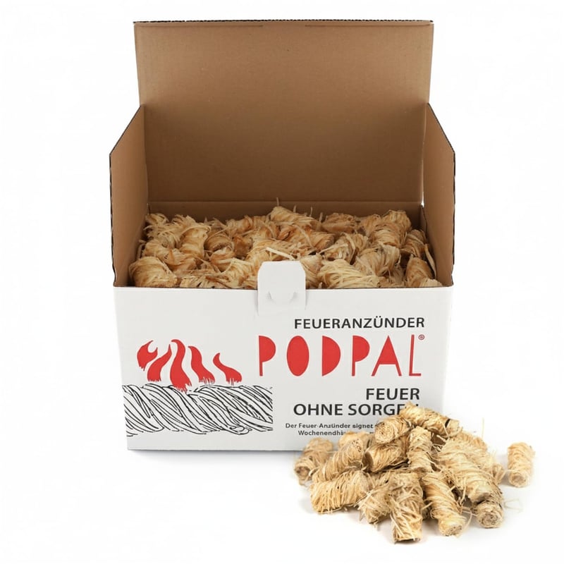 PODPAL Așchii de aprindere pentru toamnă, 200 buc. - 100% lână de lemn și ceară, ecologice, inodore, ideale pentru șemineu, cuptor, grătar și foc de tabără
