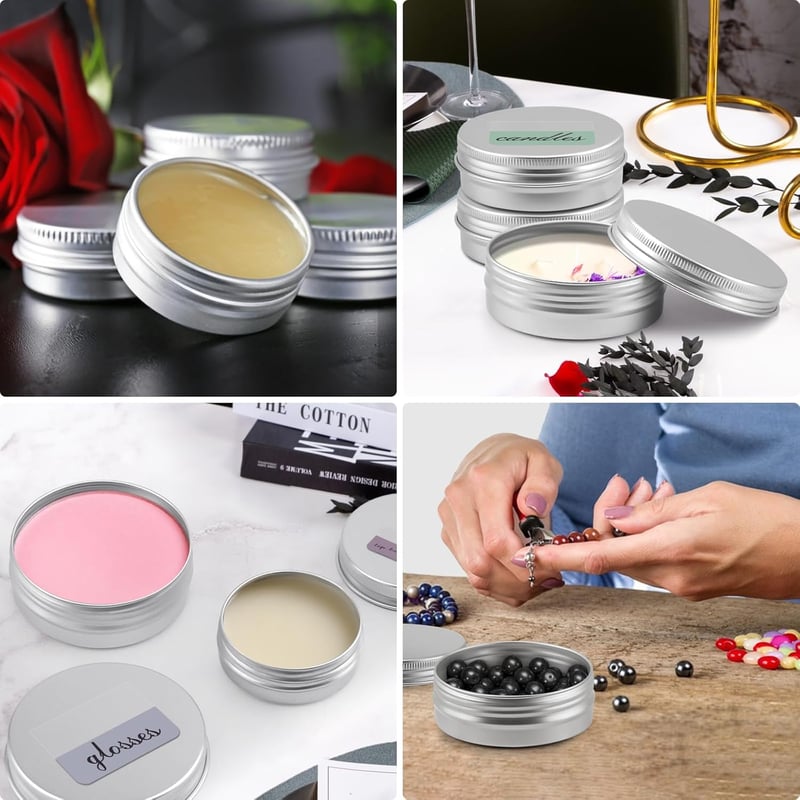 Poeland 10 db alumínium fém doboz szett 30ml 60ml címkékkel és kaparóval