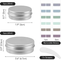 Poeland 10 db alumínium fém doboz szett 30ml 60ml címkékkel és kaparóval 3