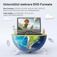 POFOTO 15,7" Hordozható DVD lejátszó 14,1" HD forgó kijelzővel, 6 órás akkumulátor - grey/black 5
