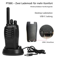 Sada 6 kusov vysielačiek Pofung PT88E PMR446 – 16 kanálov, bezlicenčné, s USB nabíjacou stanicou a slúchadlami, čierne 3