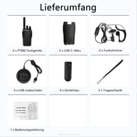 Sada 6 kusov vysielačiek Pofung PT88E PMR446 – 16 kanálov, bezlicenčné, s USB nabíjacou stanicou a slúchadlami, čierne 7