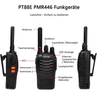 Sada 6 kusov vysielačiek Pofung PT88E PMR446 – 16 kanálov, bezlicenčné, s USB nabíjacou stanicou a slúchadlami, čierne 2