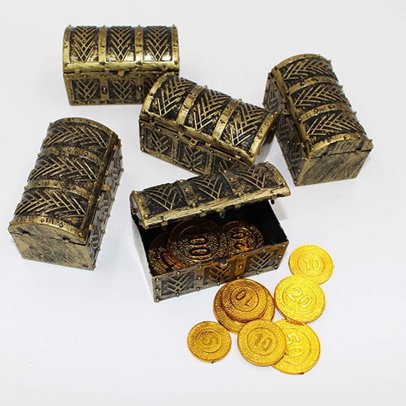 POHOVE 10 db Mini Kalóz Kincsesláda Antik Ékszertartó Tárolo Szett 8x5cm