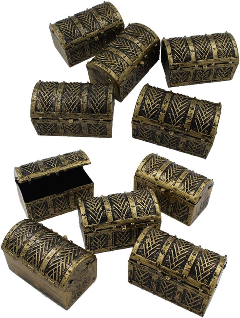 POHOVE 10 db Mini Kalóz Kincsesláda Antik Ékszertartó Tárolo Szett 8x5cm