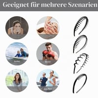 Bentiță ondulată POHOVE cu dinți antiderapanți, set 4 bucăți, bentiță neagră pentru yoga și sporturi în aer liber 5