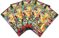 Pokémon Deluxe Pin kolekcia Prví Mega evoluční partneri Transcendentní hrdinovia – 3 lesklé promo karty, 1 deluxe odznak a 5 booster balíčkov 5