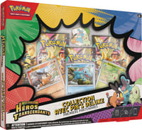 Pokémon Deluxe Pin kolekcia Prví Mega evoluční partneri Transcendentní hrdinovia – 3 lesklé promo karty, 1 deluxe odznak a 5 booster balíčkov 1
