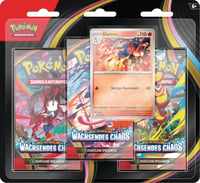 Pokémon zberateľská kartová hra Mega vývoj – Wachsendes Chaos balíček 3 ks – 1 holografická promo karta + 3 boostery 1