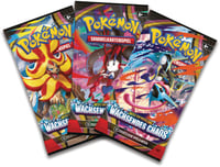 Pokémon zberateľská kartová hra Mega vývoj – Wachsendes Chaos balíček 3 ks – 1 holografická promo karta + 3 boostery 3