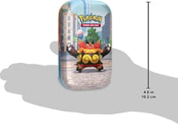 Pokémon kartová hra Mini Tin Box Illumina City: Flambirex a Iscalar – 2 booster balíčky, 1 pohľadnica a 1 hárok nálepiek 3