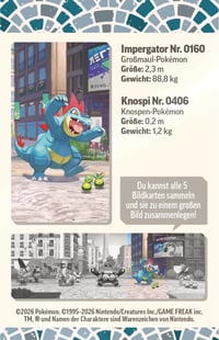 Pokémon zberateľská kartová hra Mini Tin Box Illumina City: Feraligatr a Budew – 2 balíčky, 1 pohľadnica a 1 hárok nálepiek 5