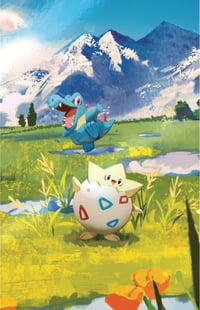Pokémon Kartová hra Mini Tin Box Mega Evolúcia – Vznešení hrdinovia: Togepi a Totodile – 1 hárok nálepiek, 1 pohľadnica, 2 posilňovacie balíčky (boostery) 4