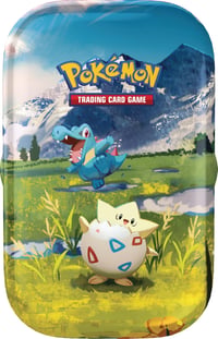 Pokémon Kartová hra Mini Tin Box Mega Evolúcia – Vznešení hrdinovia: Togepi a Totodile – 1 hárok nálepiek, 1 pohľadnica, 2 posilňovacie balíčky (boostery) 2
