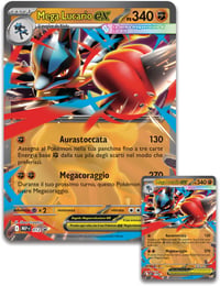 Zberateľské balenie Pokémon Mega Lucario-ex – holografická promo karta, obrovská promo karta, 5 posilňovacích balíčkov a figúrka Mega Lucaria 6
