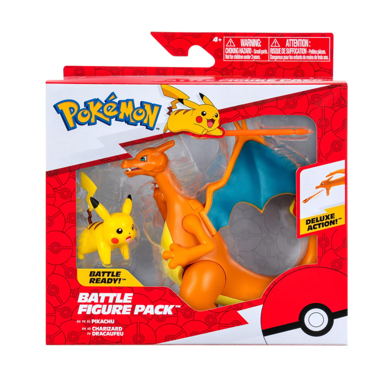 Pokémon PKW3459 Battle Figure Pack - Súprava pohyblivých akčných figúrok Charizard a Pikachu pre deti
