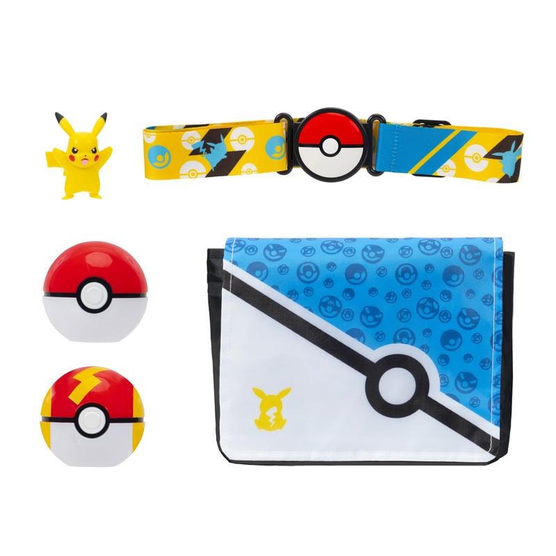 Pokémon PKW4171 Pikachu Clip 'N' Go súprava s bandalírom – bojová figúrka Pikachu, Pokéball, Turboball, popruh a bandalír, oficiálna súprava, 5
