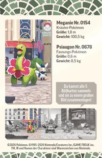 Pokémon zberateľská kartová hra Mini Tin Box Illumina City: Meganium a Espurr – 2 balíčky boosterov, 1 obrázková karta a 1 hárok nálepiek 5