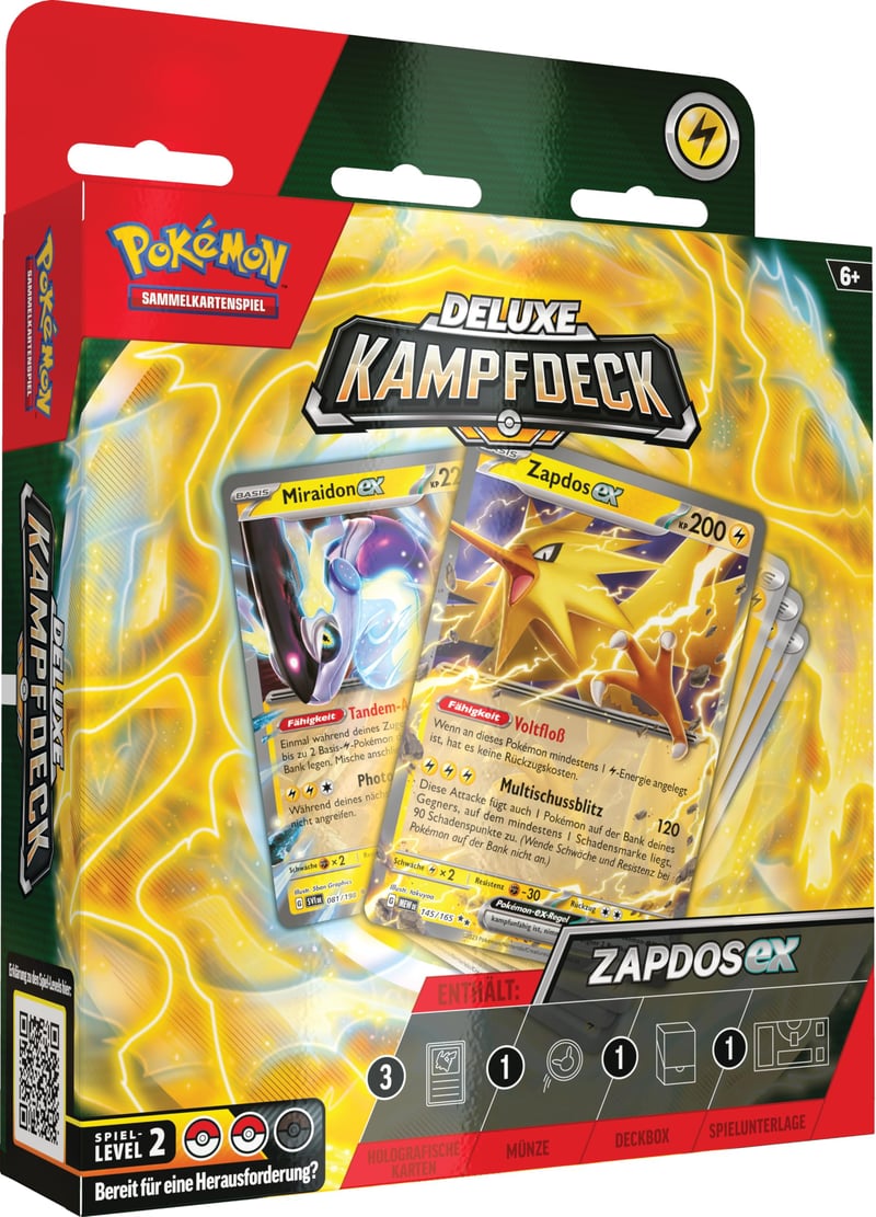 Pokémon TCG Deluxe bojový balíček Zapdos-ex – 60 kariet, pripravený na okamžité hranie