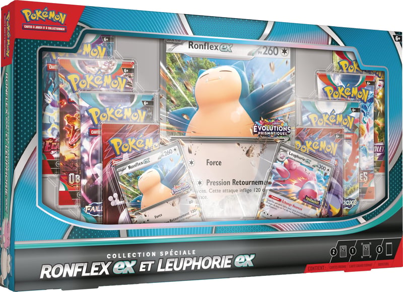 Pokémon TCG Snorlax-ex a Blissey-ex špeciálna kolekcia – 2 ligotavé promo karty, 1 veľká ligotavá karta a 8 booster balíčkov