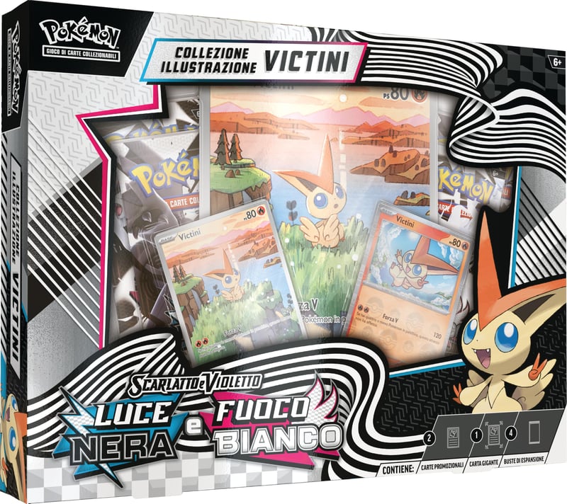 Pokémon TCG Victini Illusztráció Gyűjtemény - Unima, 1 Holografikus Kártya, 4 Booster Csomag, 1 Óriás Holografikus Ritka Illusztrációs Kárty