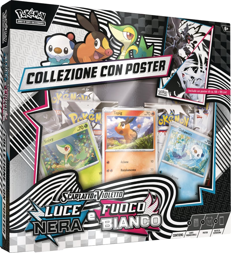 Pokémon Unima GCC Poster Gyűjtemény - 3 Holografikus Promó Kártya és 4 Booster Csomag - TCG Kártyajáték Szett