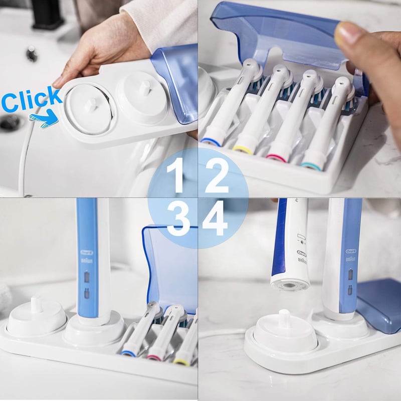 Poketech Elektromos Fogkefe Tartó Oral-B Kompatibilis 4 Fejhez Töltővel