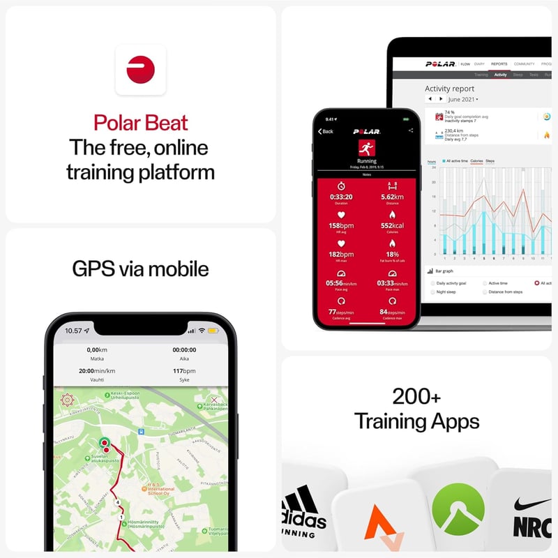 Polar H9 szívfrekvencia szenzor ANT+ Bluetooth vízálló pulzusmérő sporthoz - XS-S, black / grey, H9