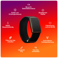 Inteligentný fitness náramok Polar Loop bez displeja, veľkosť S-L, čierno-medený, sledovanie tepu a spánku 24/7, rozpoznanie tréningu, 8-dňová výdrž batérie 2