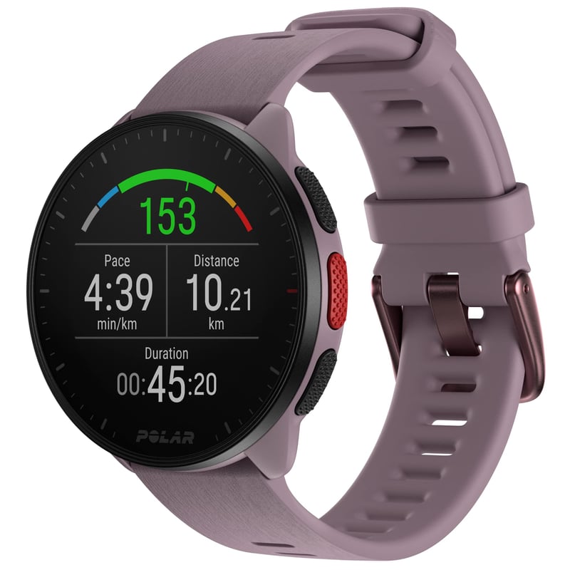 Športové hodinky s GPS Polar Pacer – Inteligentné hodinky s meraním tepu – Ultraľahké – Krokomer – Ovládanie hudby – Purple Dusk – Veľkosť S-L